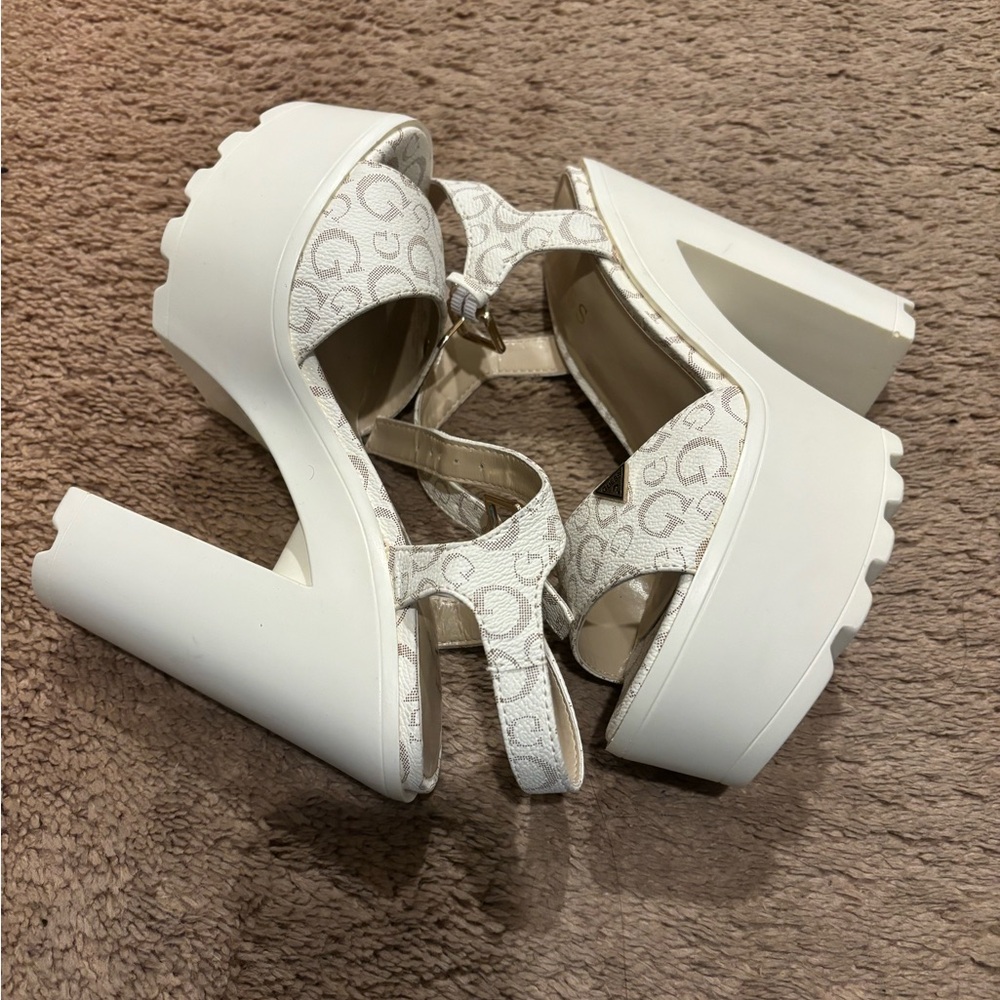 White Platform Block Heel Sandals